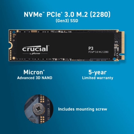 Crucial P3 PCIe 3.0 3D NAND 1TB M.2 NVMe SSD