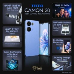 Tecno Camon 20 8GB 256GB Instacred Cardless EMI