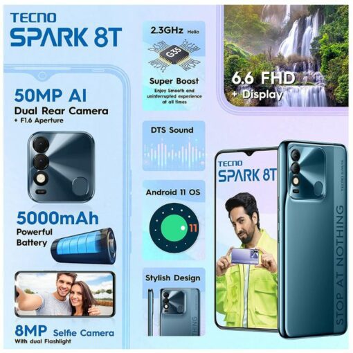 Tecno Spark 8T 4GB 64GB Atlantic Blue Axis Debit Card EMI
