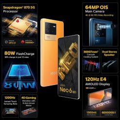 iQOO Neo 6 5G 8GB 128GB Maverick Orange at No Cost EMI