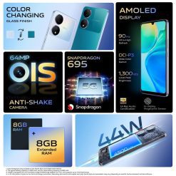 Vivo Y100A 5G 8GB 256GB Pacific Blue Debit Card EMI