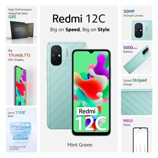 Redmi 12C 4GB 128GB Mint Green HDFC No Cost EMI Debit Card