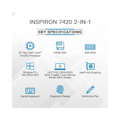 Dell Inspiron 7420 2 in 1 Intel Core i3-1215U Federal Cardless EMI