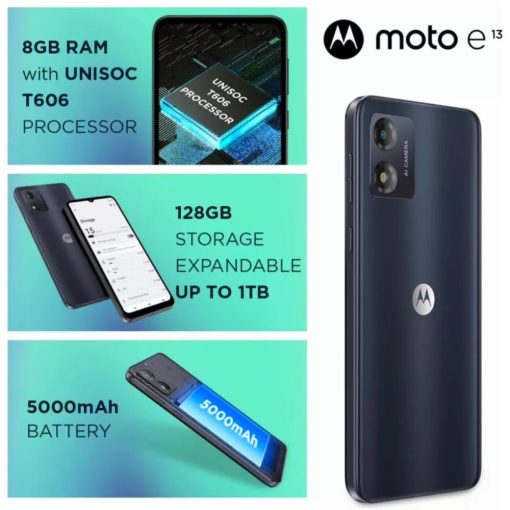 Motorola E13 8GB 128GB Mobile on EMI HDFC Debit Card