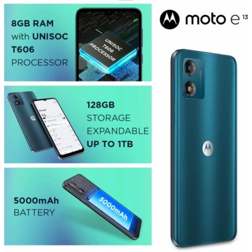 Motorola E13 8GB 128GB Mobiles on EMI with Debit Card