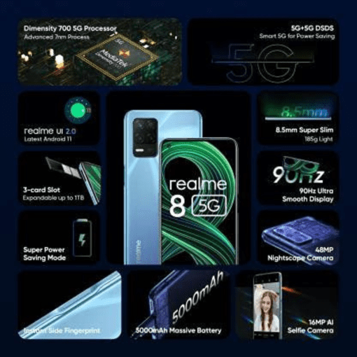 Realme 8 5G 4GB Memory 128GB Storage Axis Debit Card EMI