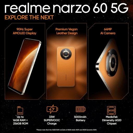 Realme Narzo 60 8GB Memory 128GB Storage ICICI Cardless EMI